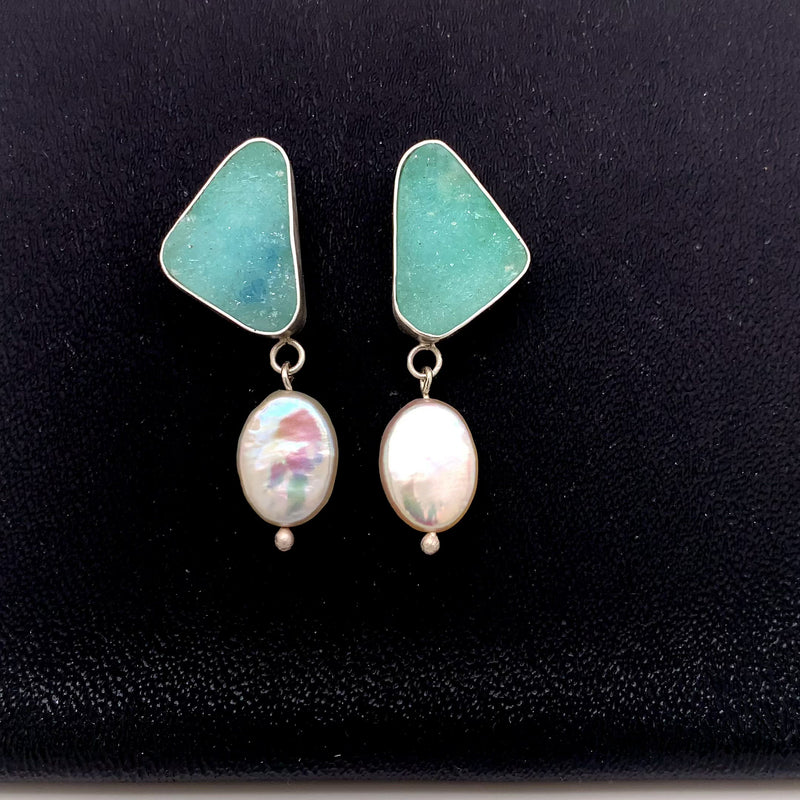 Hemimorphite Silver Earrings