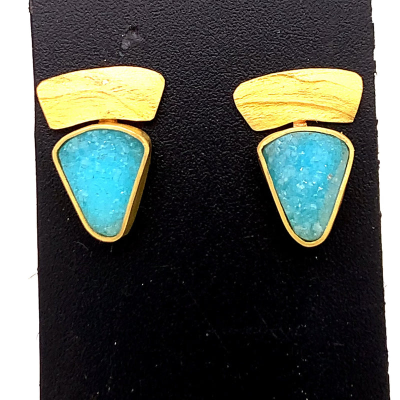 Hemimorphite Gold Earrings